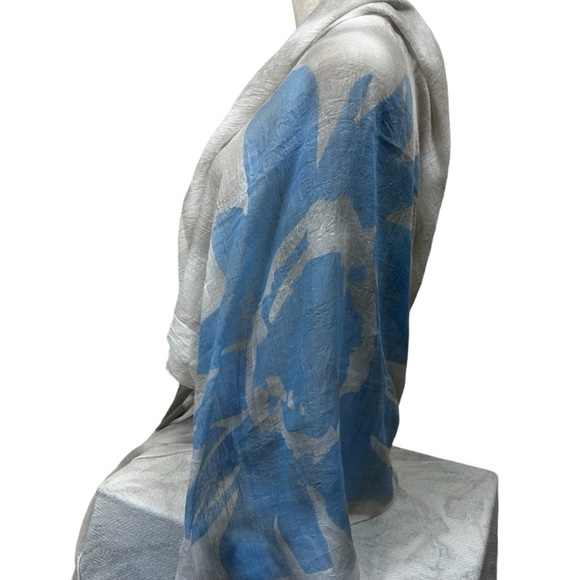 Huge Oversized Summer Scarf Beach Wrap Coverup, Blue, Gray, White - Picture 4 of 8